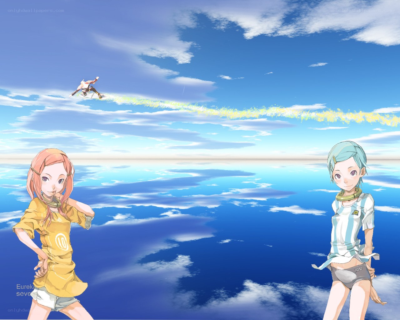 Anime characters on a sky ocean