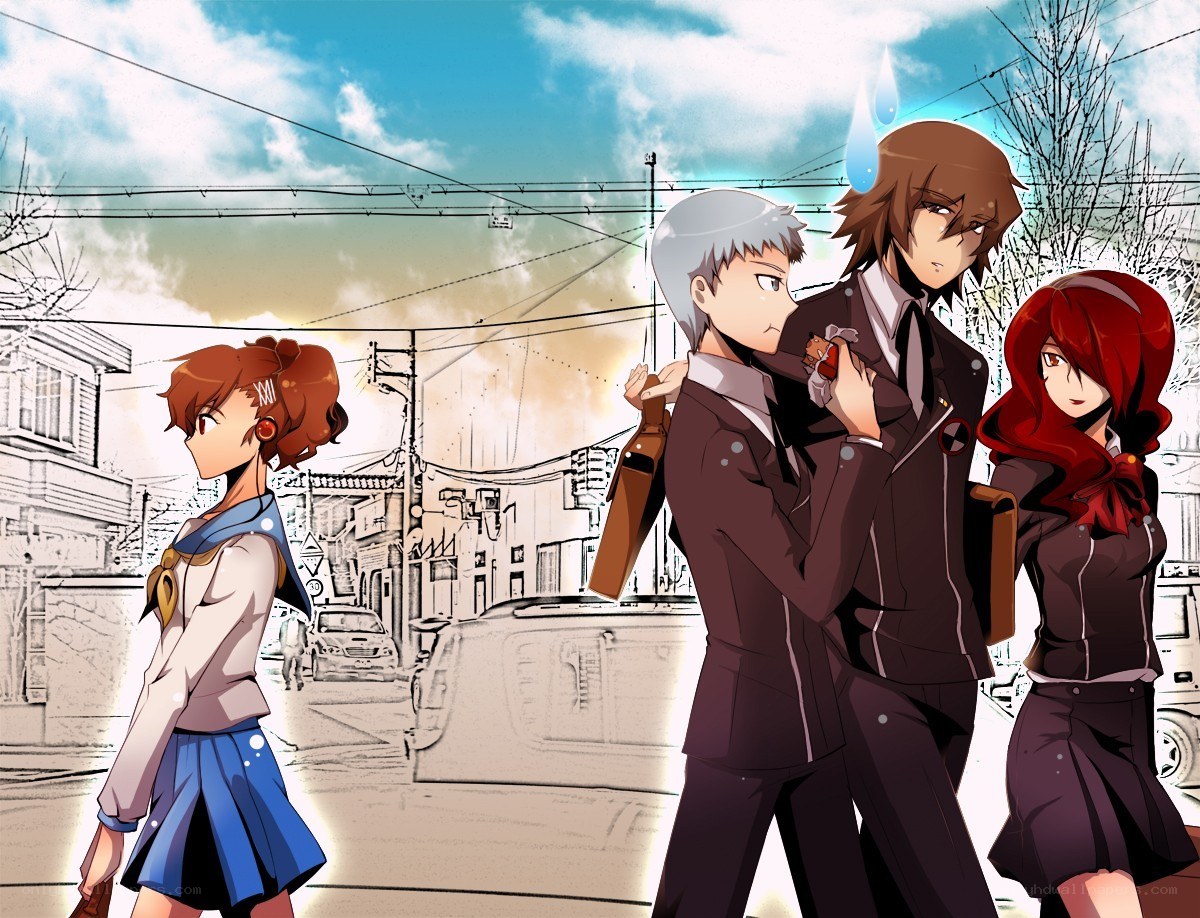 Anime characters on a street