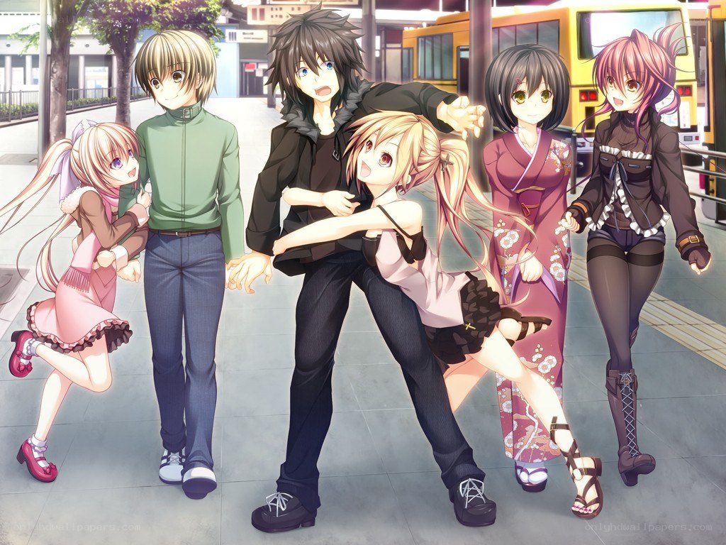 anime characters on a street