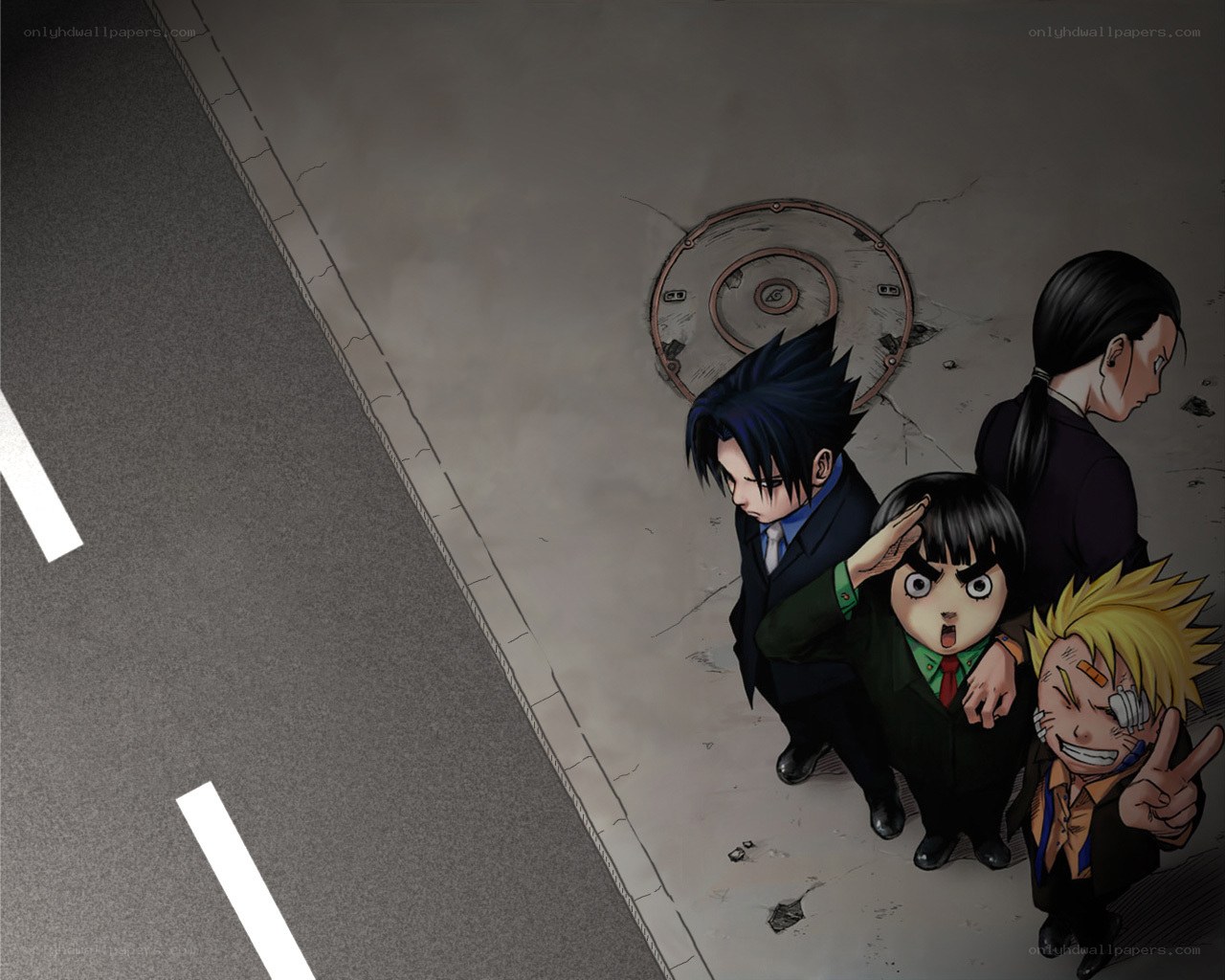 anime characters on a street