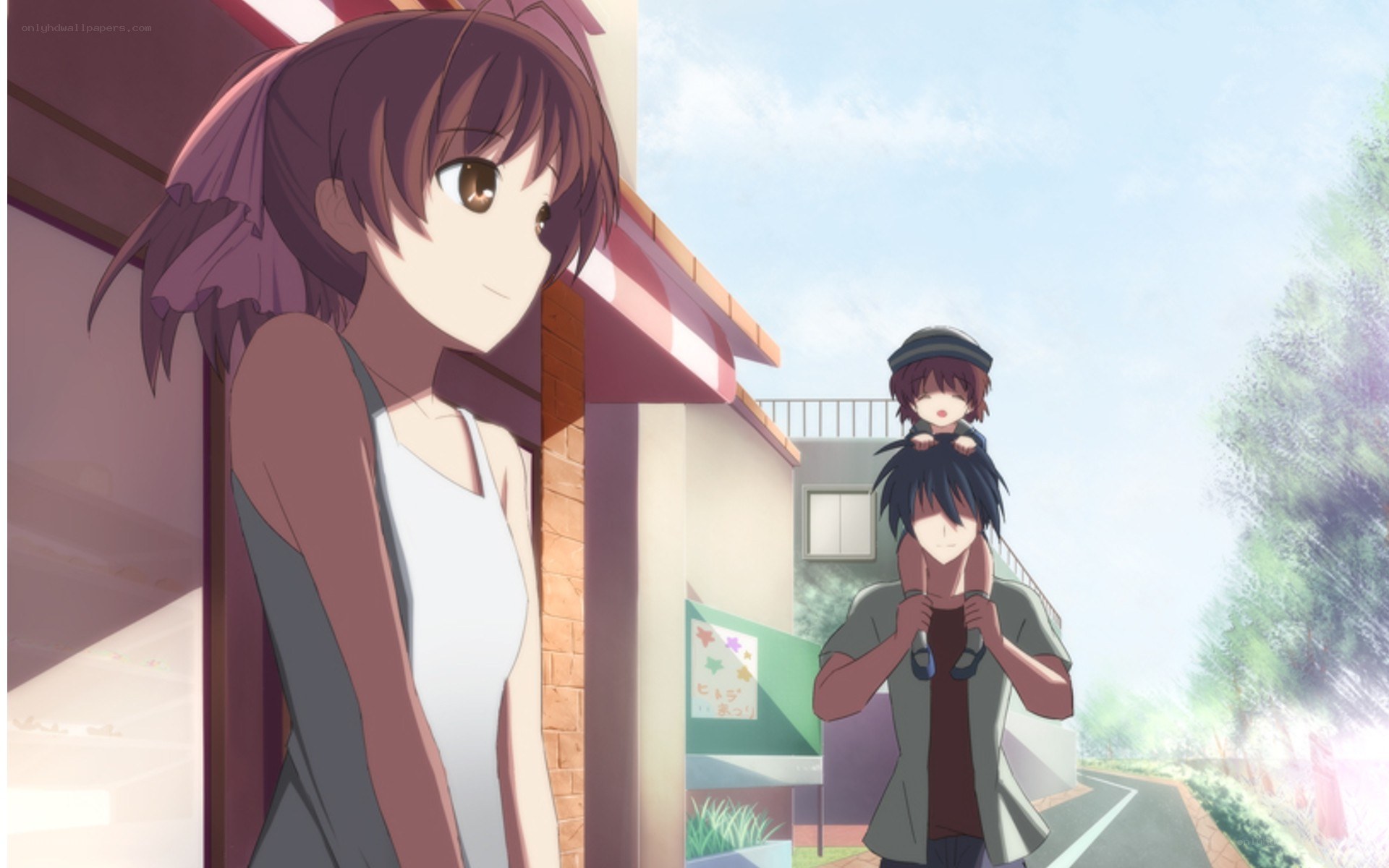Anime characters on a sunny day