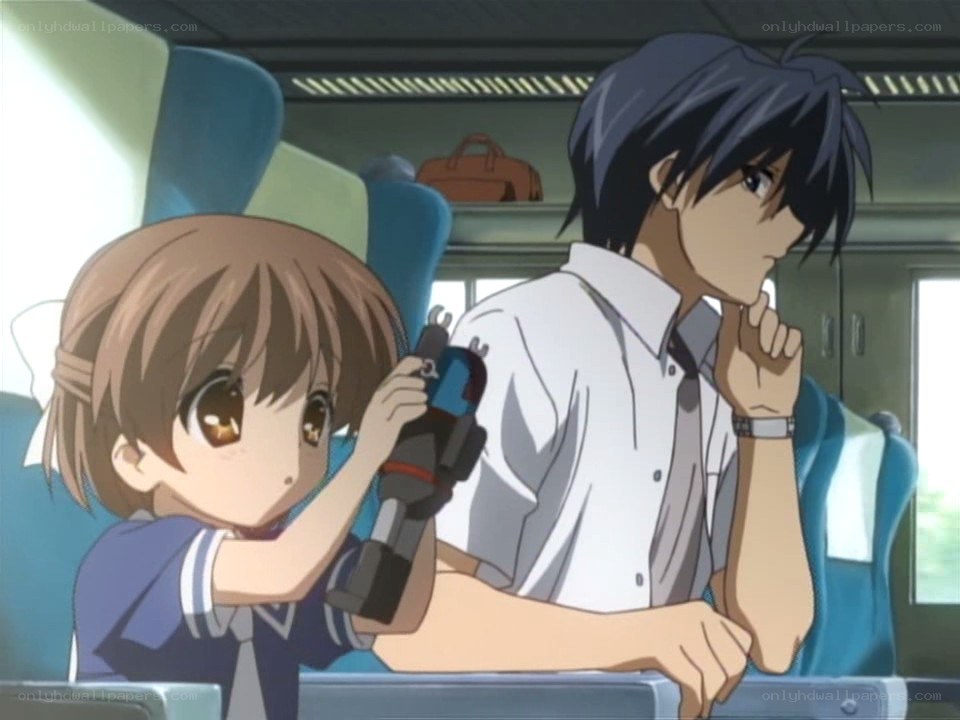 Anime characters on a train