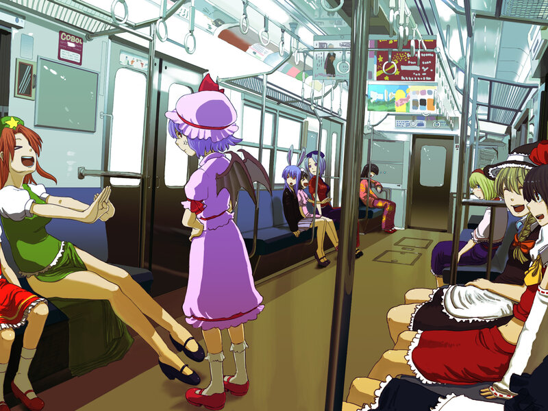Anime characters on a train