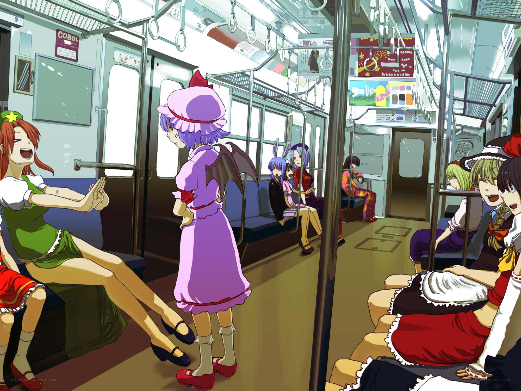 Anime characters on a train