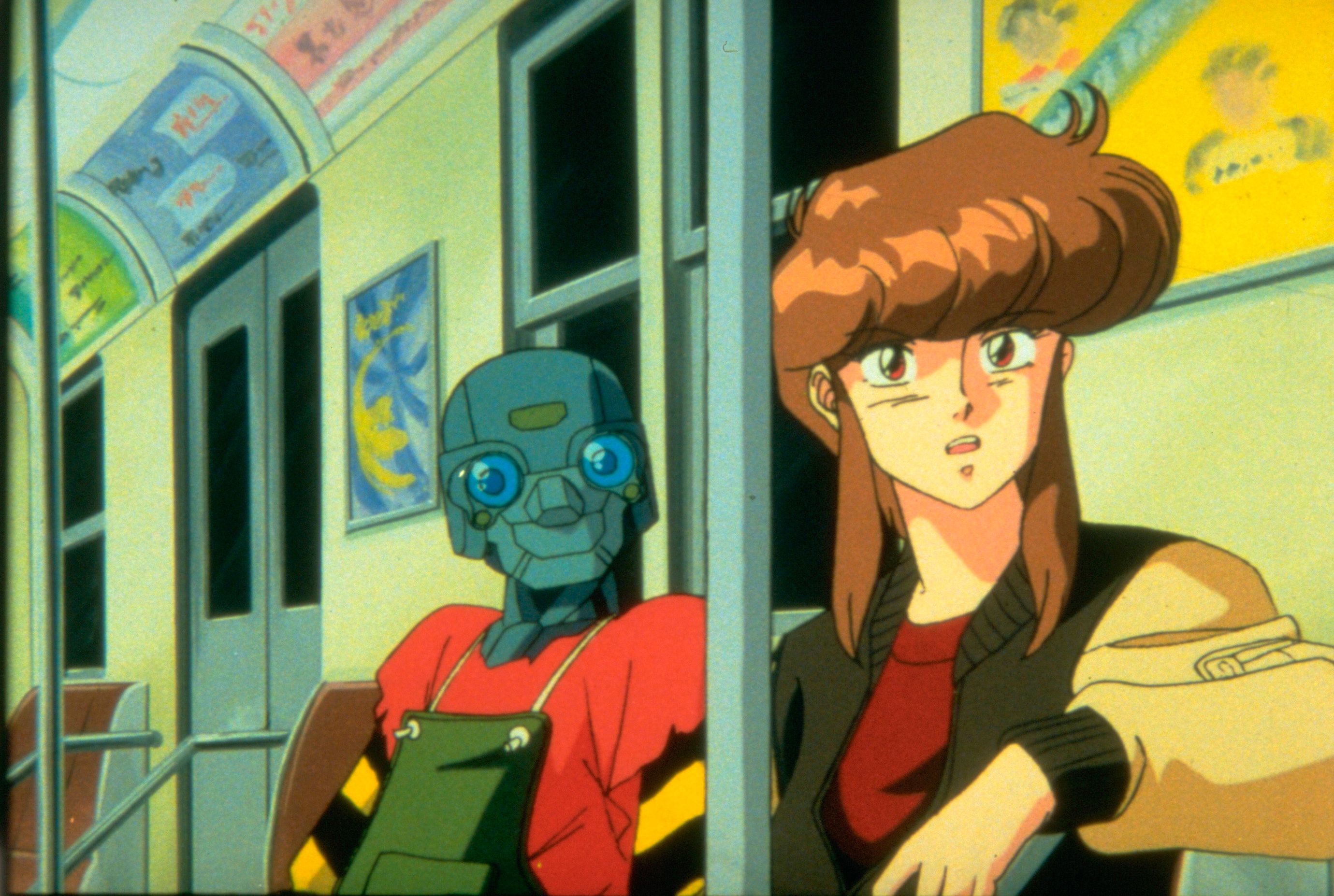 Anime characters on a train