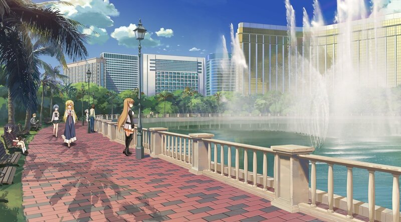 Anime Characters on a Walkway