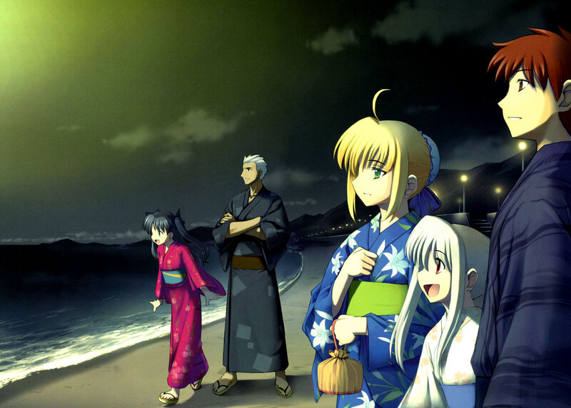 Anime Characters on Beach — Blue, Calm