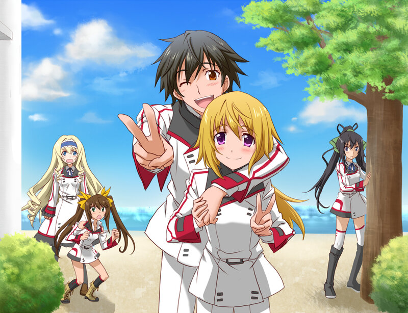 Anime Characters on Beach — Blue, Cheerful