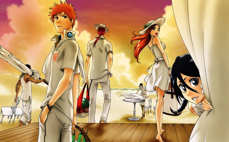Anime Characters on Beach — Orange