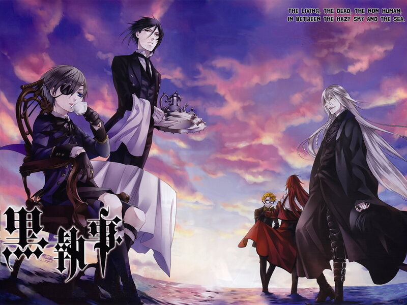 Anime Characters on Beach — Purple, Dramatic
