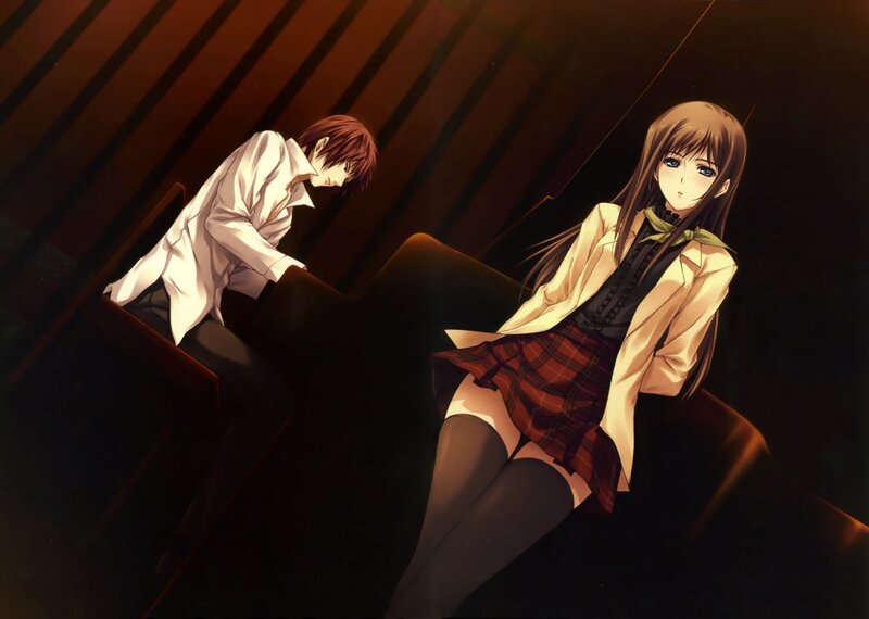 Anime Characters on Bench — Brown