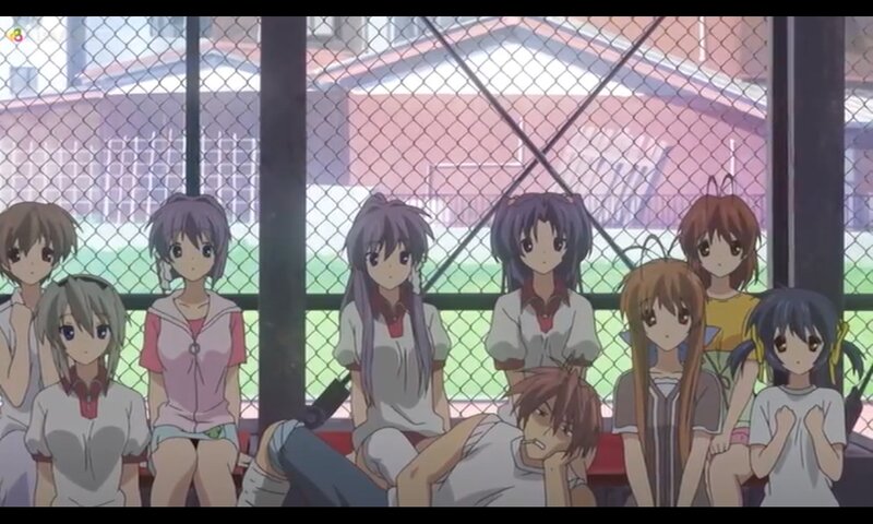 Anime Characters on Bench — Green, Calm, Afternoon