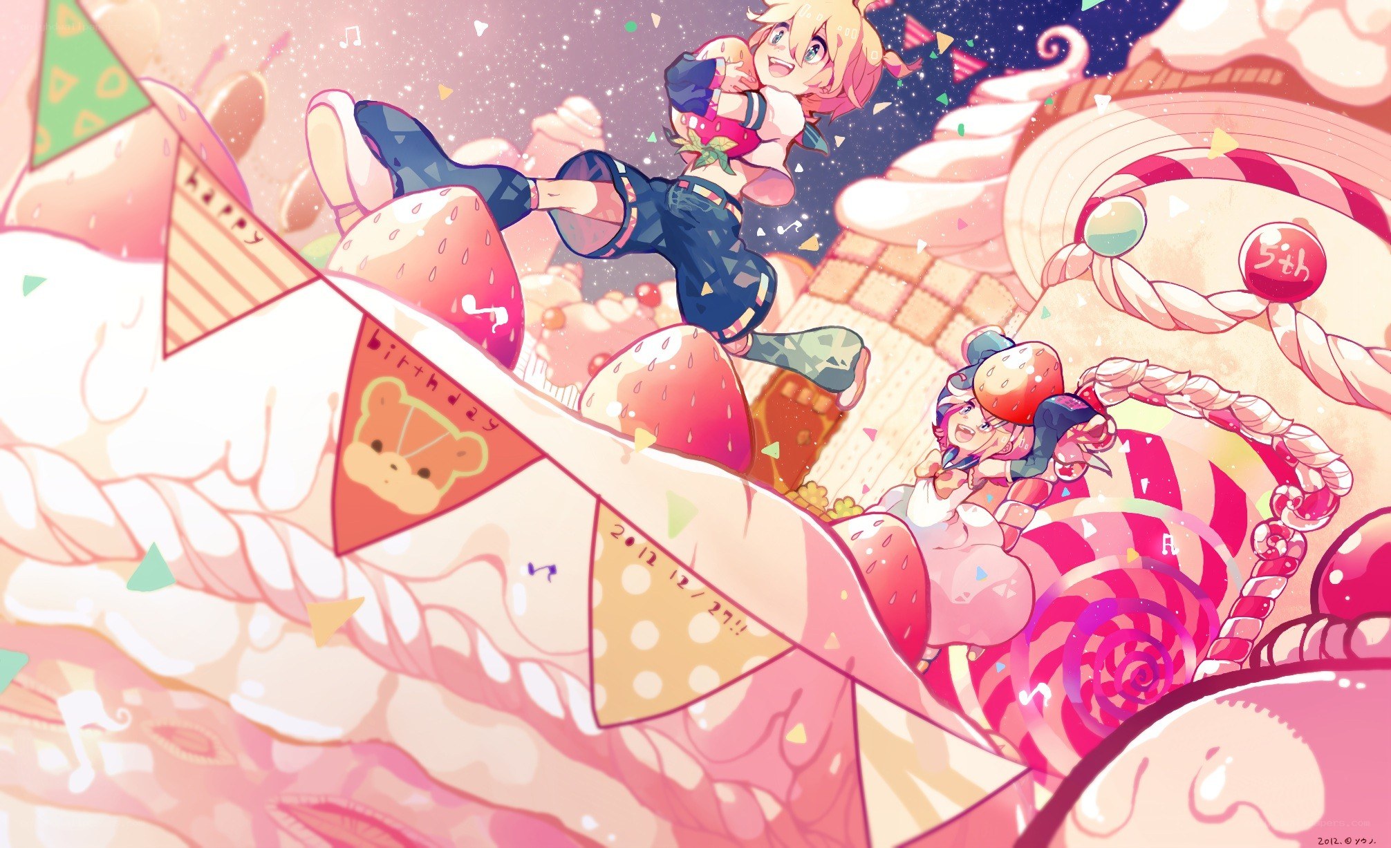 Anime characters on candy land