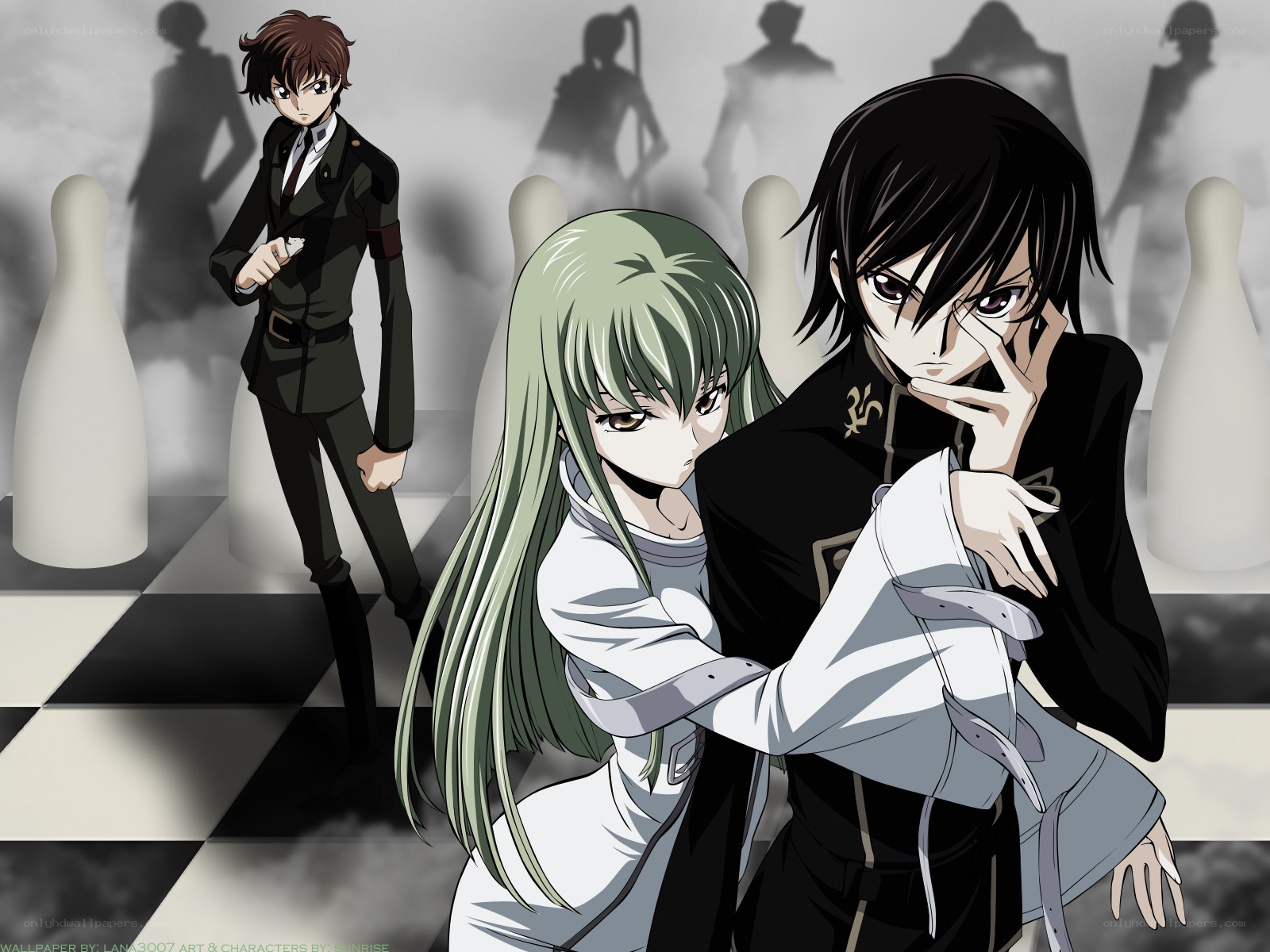 anime characters on chessboard