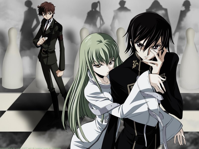 anime characters on chessboard