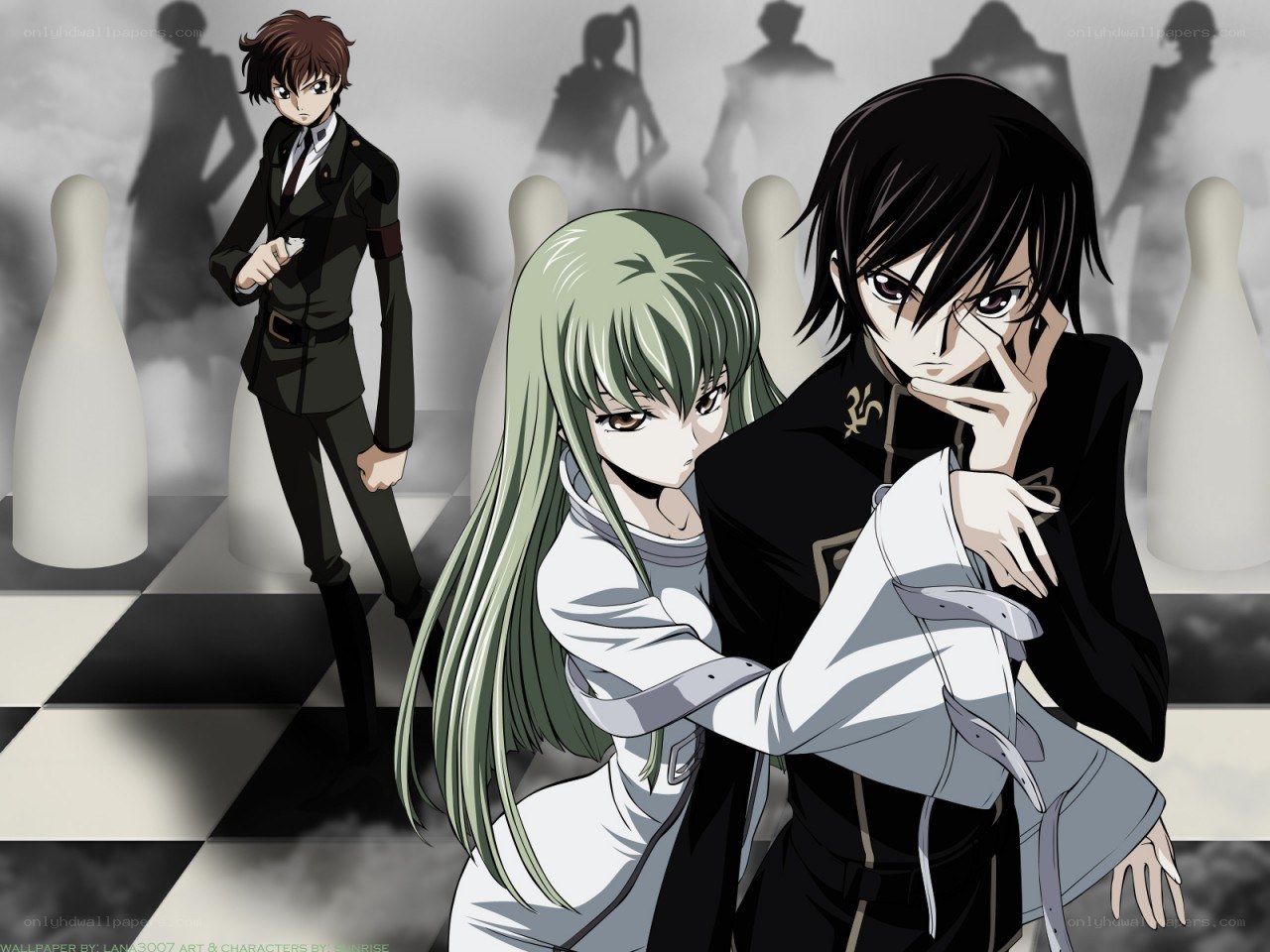 anime characters on chessboard