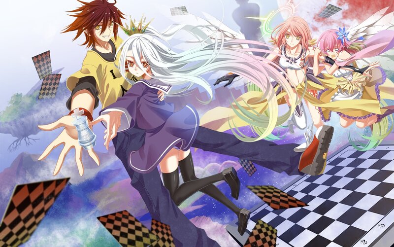 Anime Characters on Chessboard — Purple, Dynamic