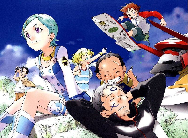 Anime Characters on Cliff — Blue, Adventurous