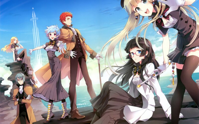 Anime Characters on Cliff — Blue, Dramatic