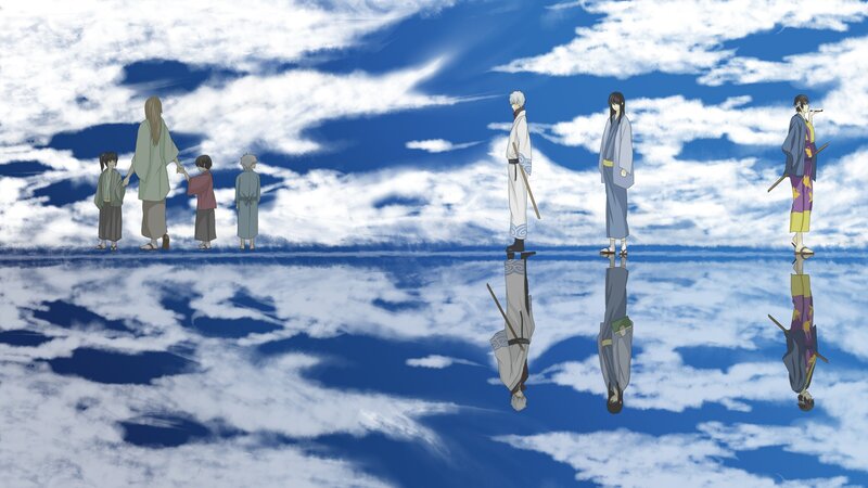 Anime Characters on Clouds — Blue