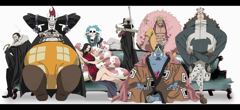 Anime Characters on Couch — Black, Relaxed