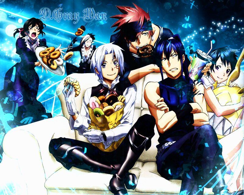 Anime Characters on Couch — Blue, Energetic