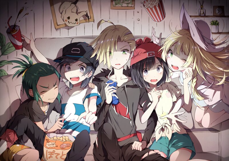 Anime Characters on Couch — Brown, Casual