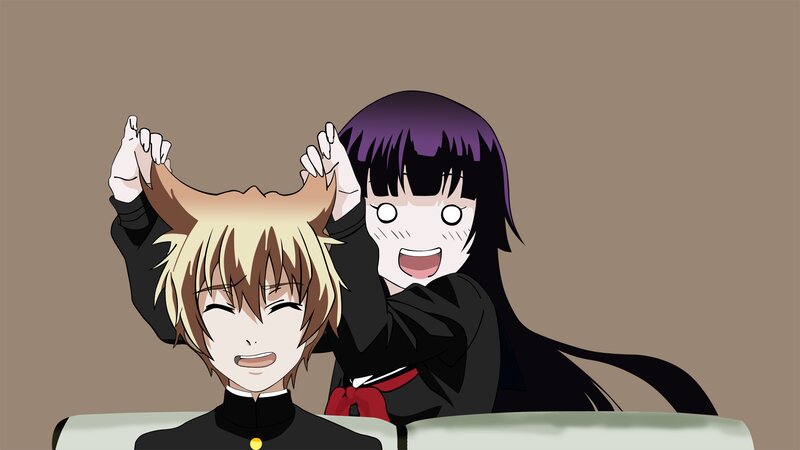 Anime Characters on Couch — Brown