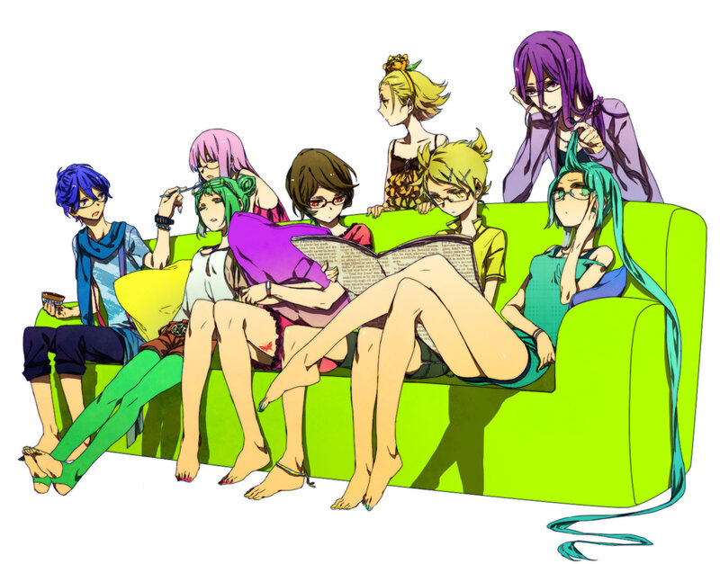 Anime Characters on Couch — Green