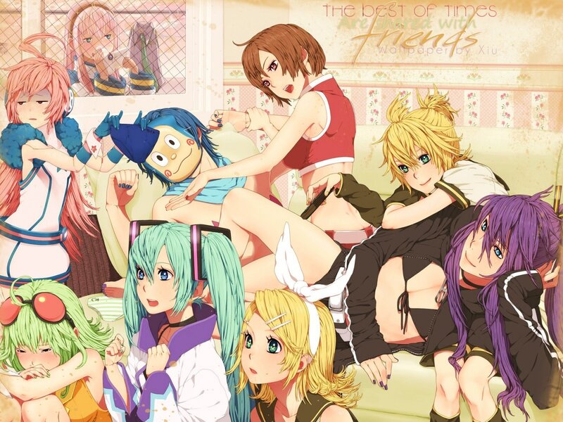 Anime Characters on Couch — Pink, Playful