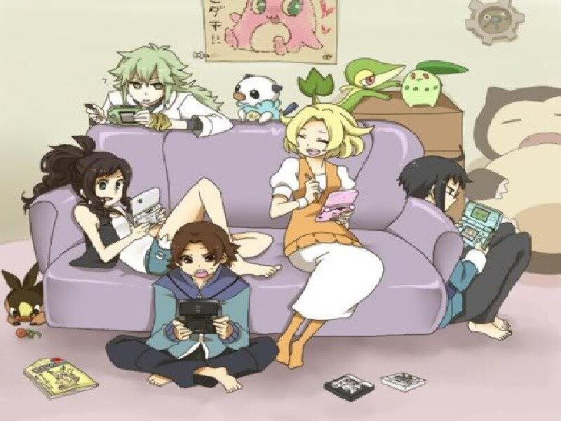 Anime Characters on Couch — Purple