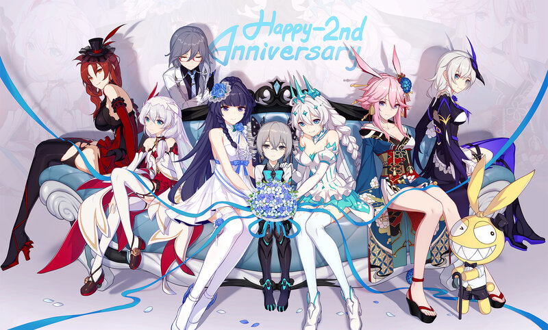 Anime Characters on Couch — White, Celebratory