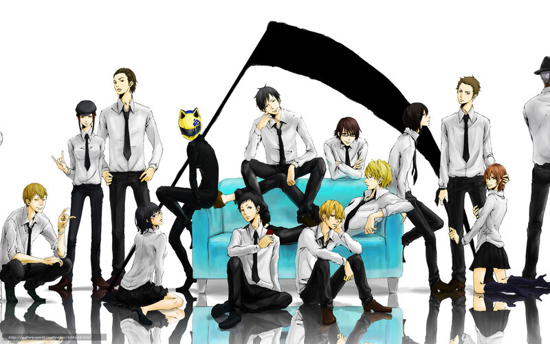 Anime Characters on Couch — White, Dramatic