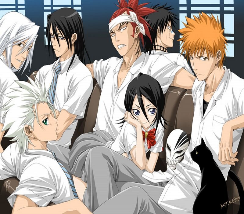 Anime Characters on Couch — White, Relaxed, Cat