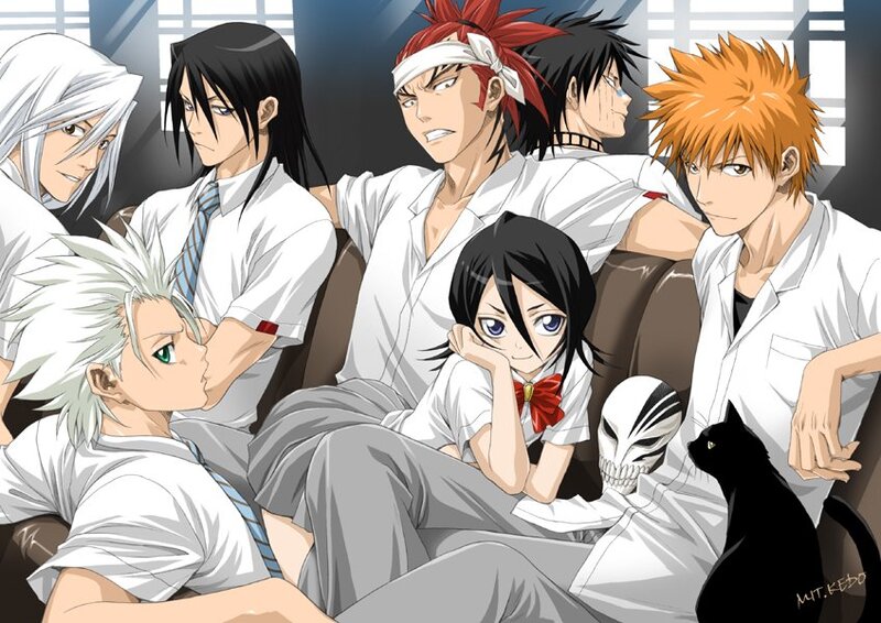 Anime Characters on Couch — White