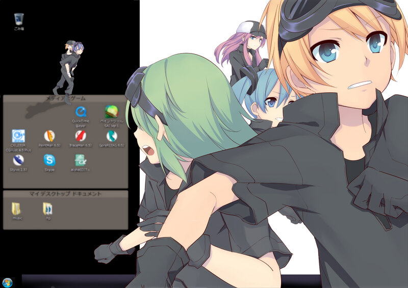 Anime Characters on Desktop — Black