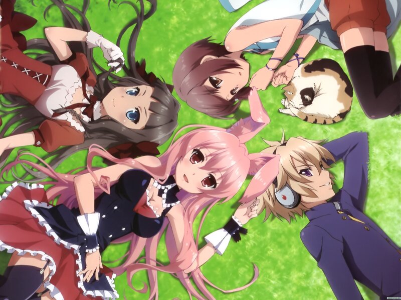 Anime Characters on Grass — Green, Relaxed