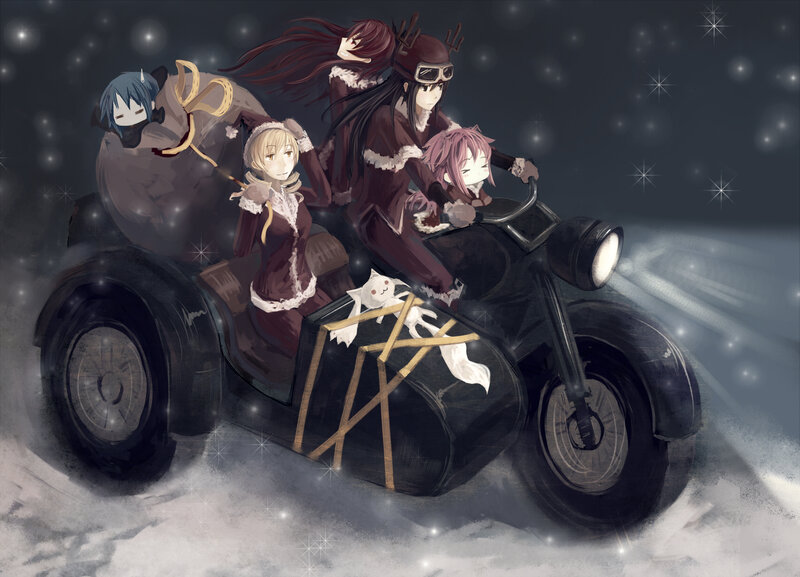 Anime Characters on Motorcycle — Black