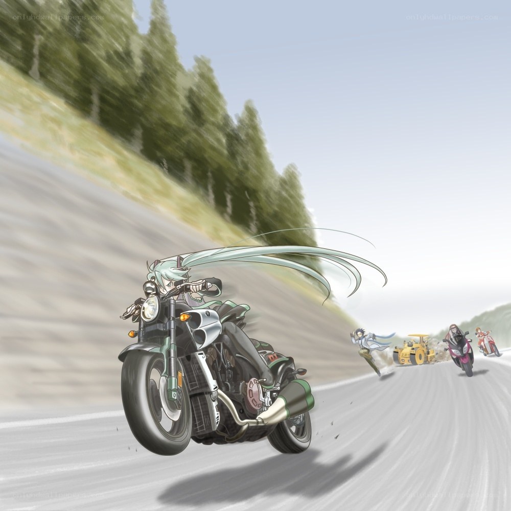 Anime characters on motorcycles
