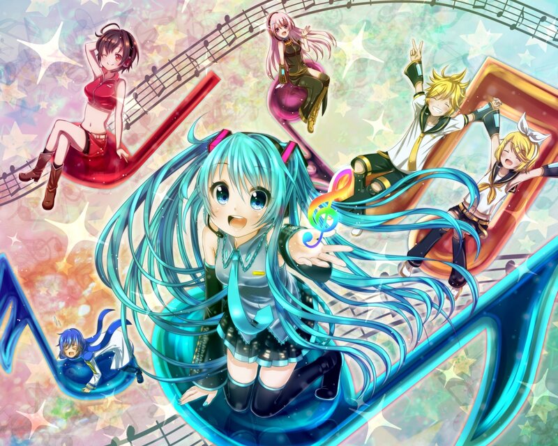 Anime Characters on Musical Notes