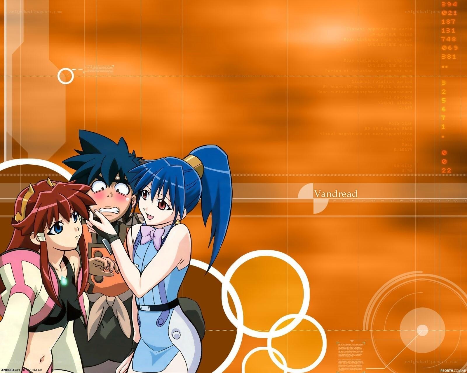 anime characters on orange background