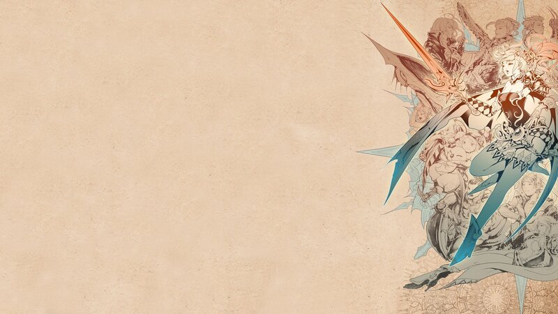 Anime Characters on Parchment — Beige