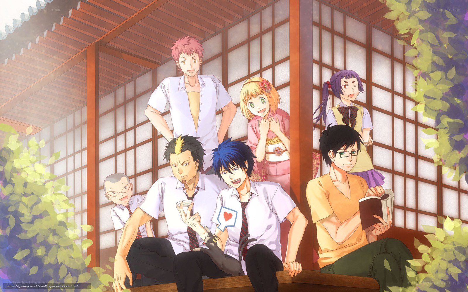 anime characters on porch