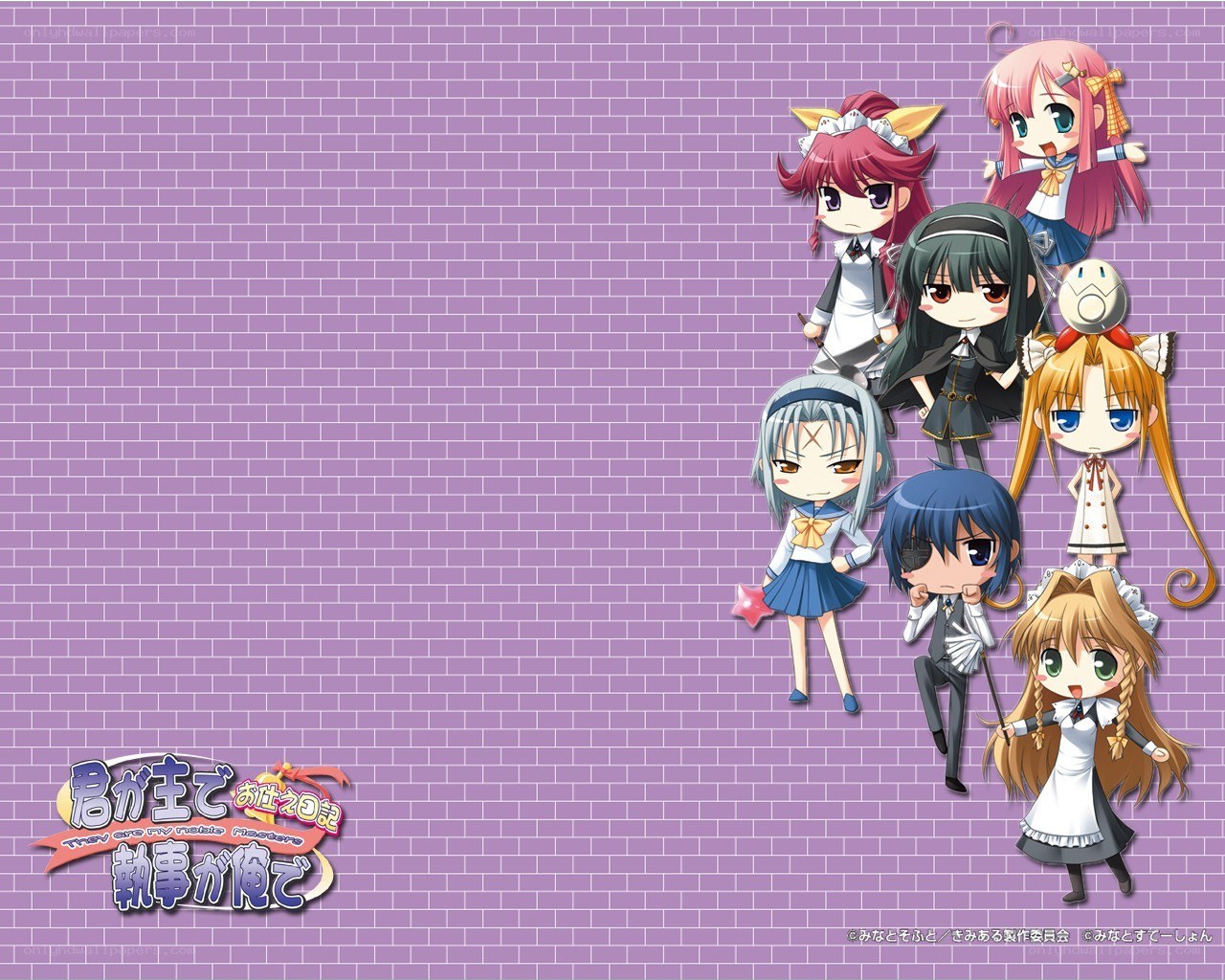 anime characters on purple wall