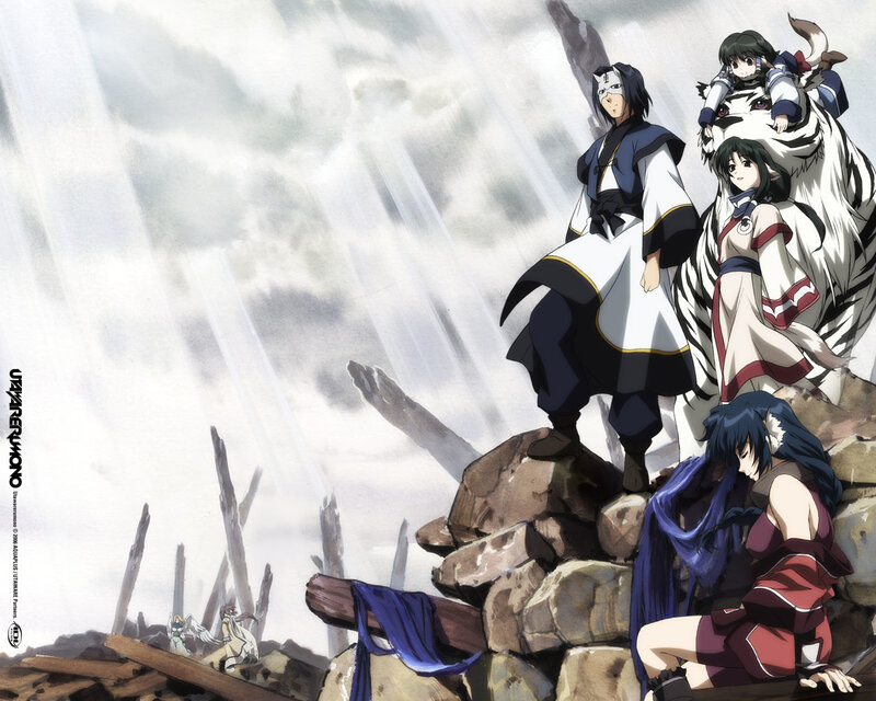Anime Characters on Rocks — White, Dramatic