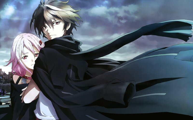Anime Characters on Rooftop — Black