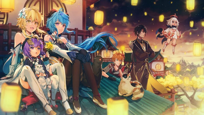 Anime Characters on Rooftop — Blue, Peaceful
