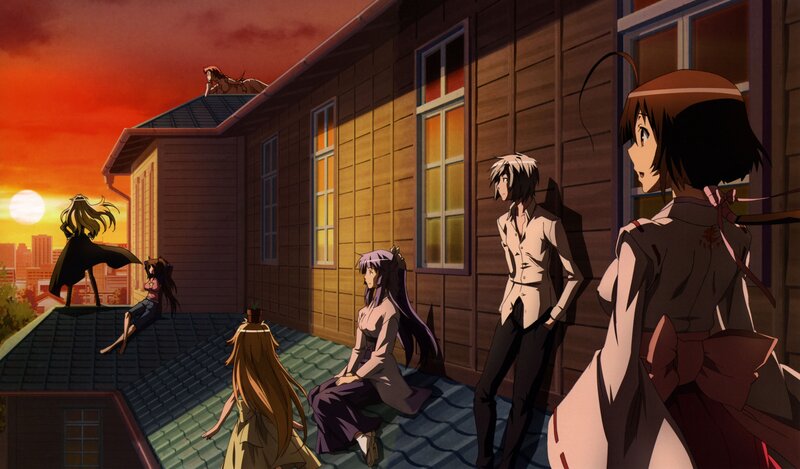 Anime Characters on Rooftop — Orange, Dramatic