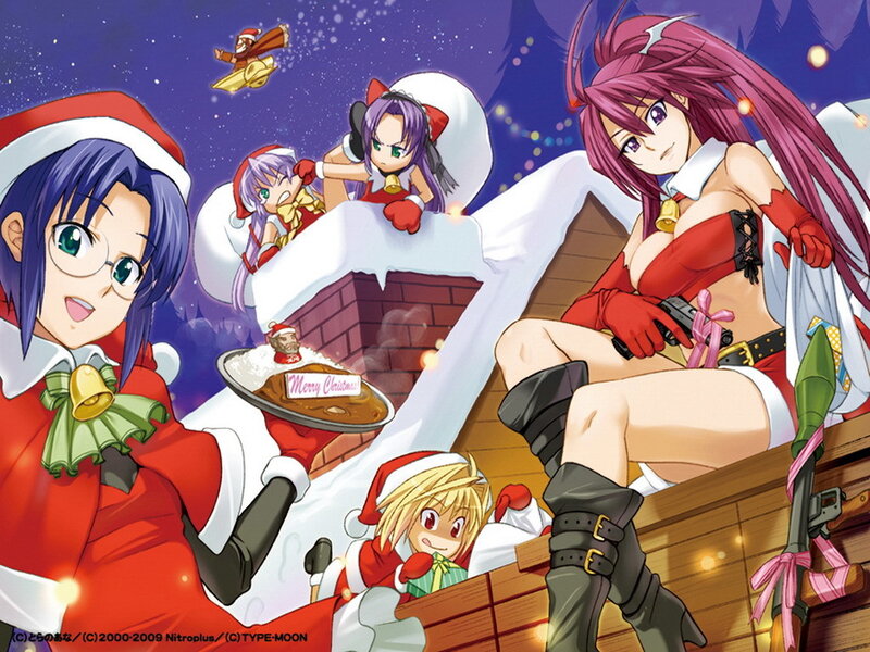Anime Characters on Rooftop — Red