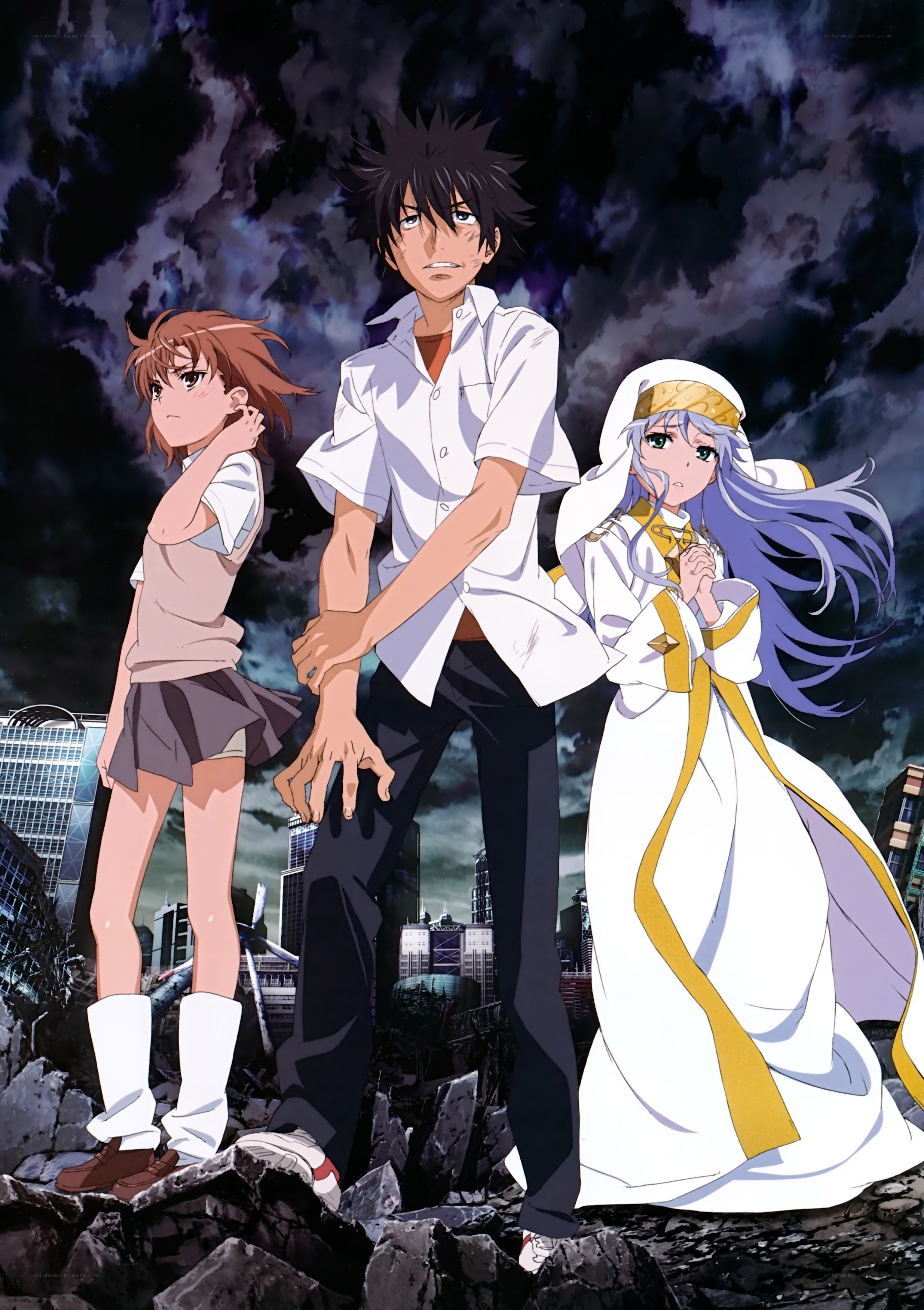 Anime characters on rubble